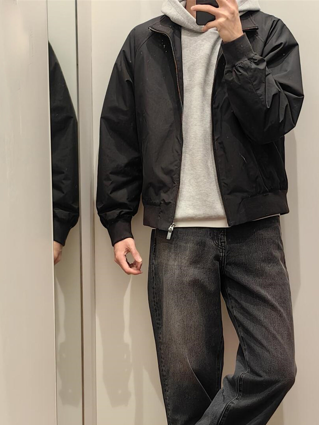 Unisex Harrington Stand Collar Long Sleeve Windproof Zipper Loose Jacket Coat teemdrop