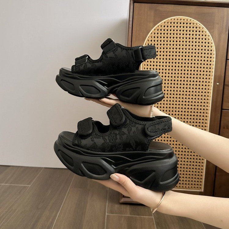 Womens Velcro Platform Flat Sandals teemdrop