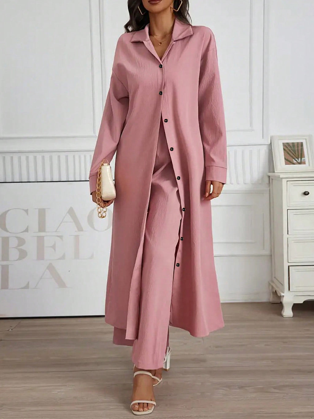 Casual wide-leg straight-leg pants set of two pieces