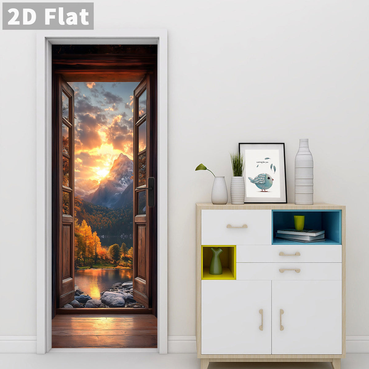 Creative Wooden Door Refurbished Door Stickers Wall Stickers teemdrop