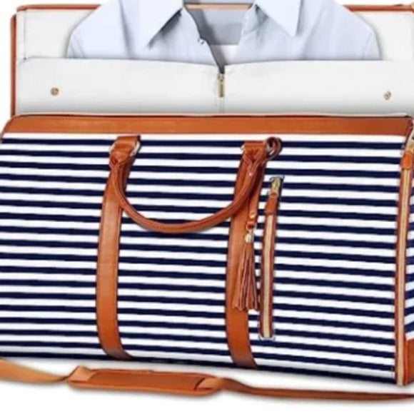 Large Capacity PU Leather Canvas Travel Duffel Bag
