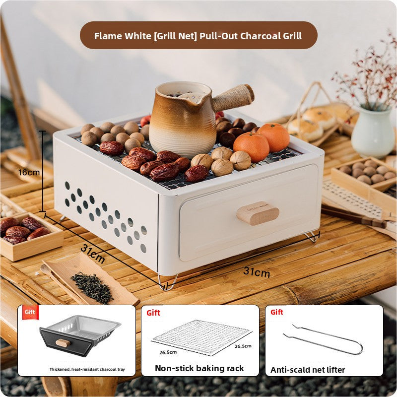 Portable Outdoor Stainless Steel Folding Charcoal Grill teemdrop