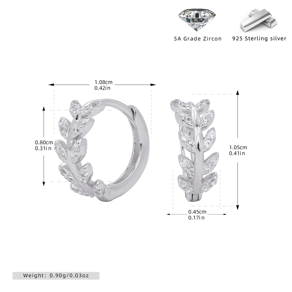S925 Sterling Silver Wheat Ear Design Zircon Earrings
