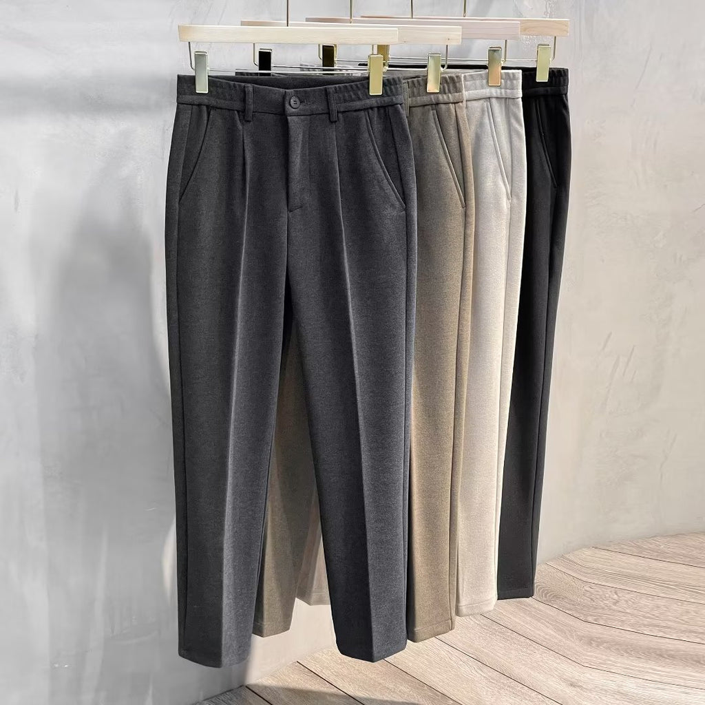 Men's Plus Size Corduroy Straight-Leg Elastic Waist Pants teemdrop