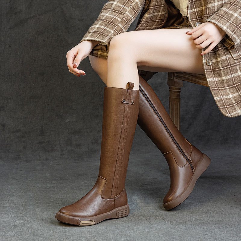 Women's Genuine Leather High-Tube Knight Boots