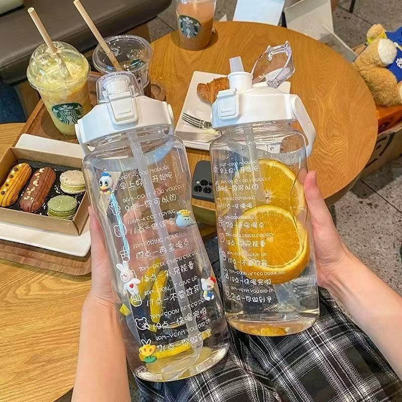 Portable fitness sports drinking straw water bottle teemdrop
