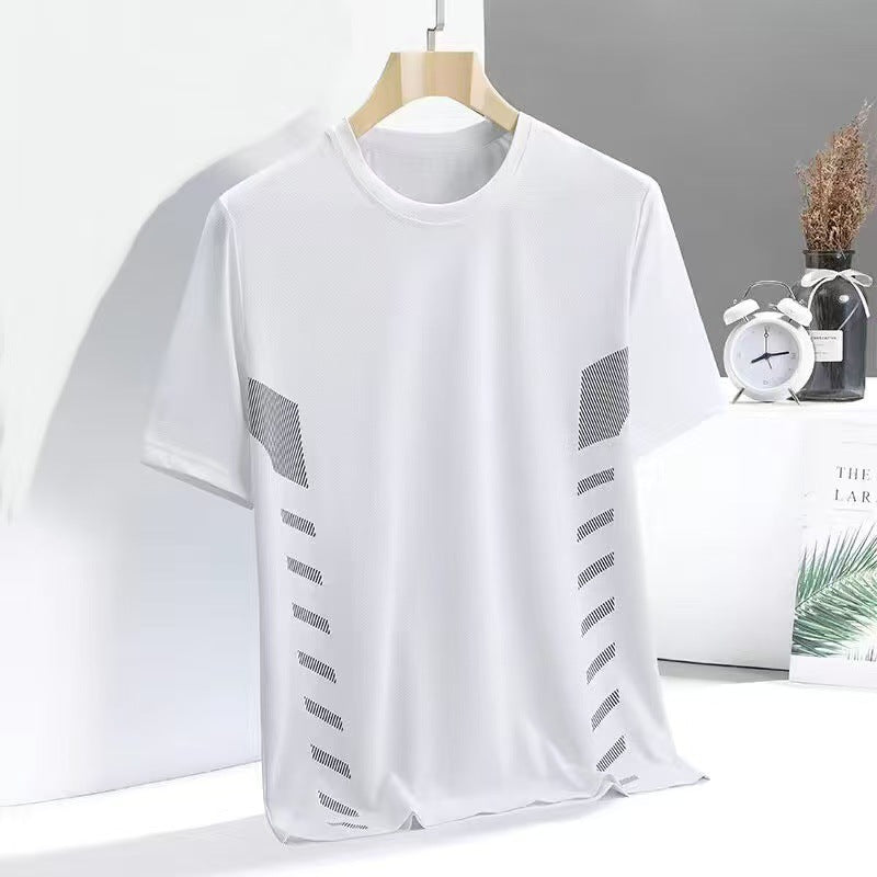 Men's Ice Silk Short Sleeve T-Shirt Quick Dry Breathable Loose Fit Summer Top teemdrop