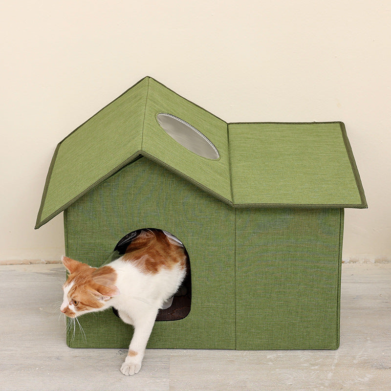 Outdoor waterproof foldable cat house villa teemdrop