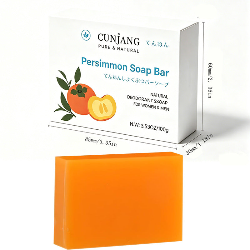 Natural Persimmon Handmade Soap Deodorizing Body Wash Gentle Cleanser for Underarm Foot Odor Removal Herbal Fragrance Bar teemdrop