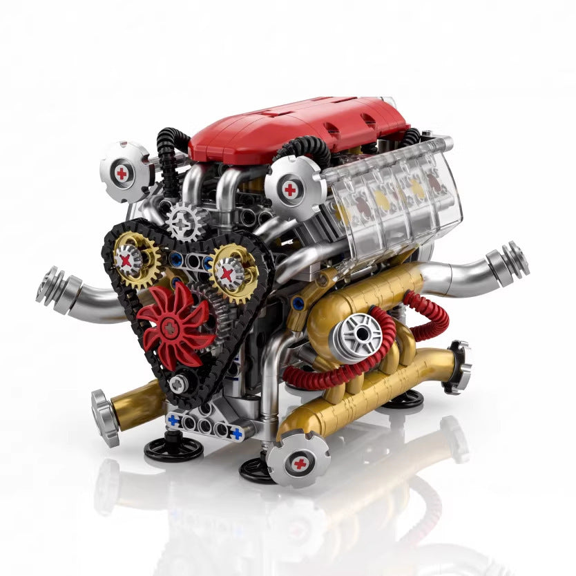 V8 Engine Model Mechanical Electric Building Toy