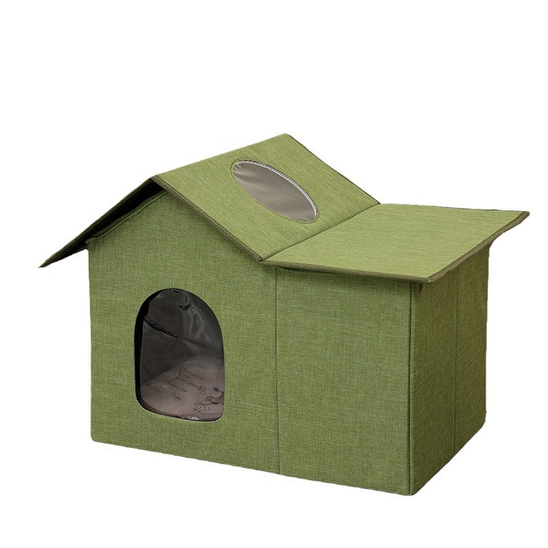 Outdoor waterproof foldable cat house villa teemdrop