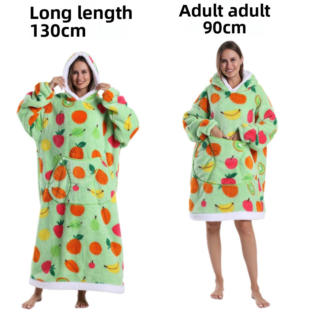 Women Men Winter Thickened Warm Hooded Blanket Pajamas teemdrop