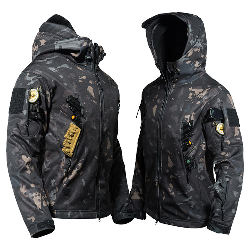 Mens Windproof Waterproof Fleece Lined Hooded Jacket