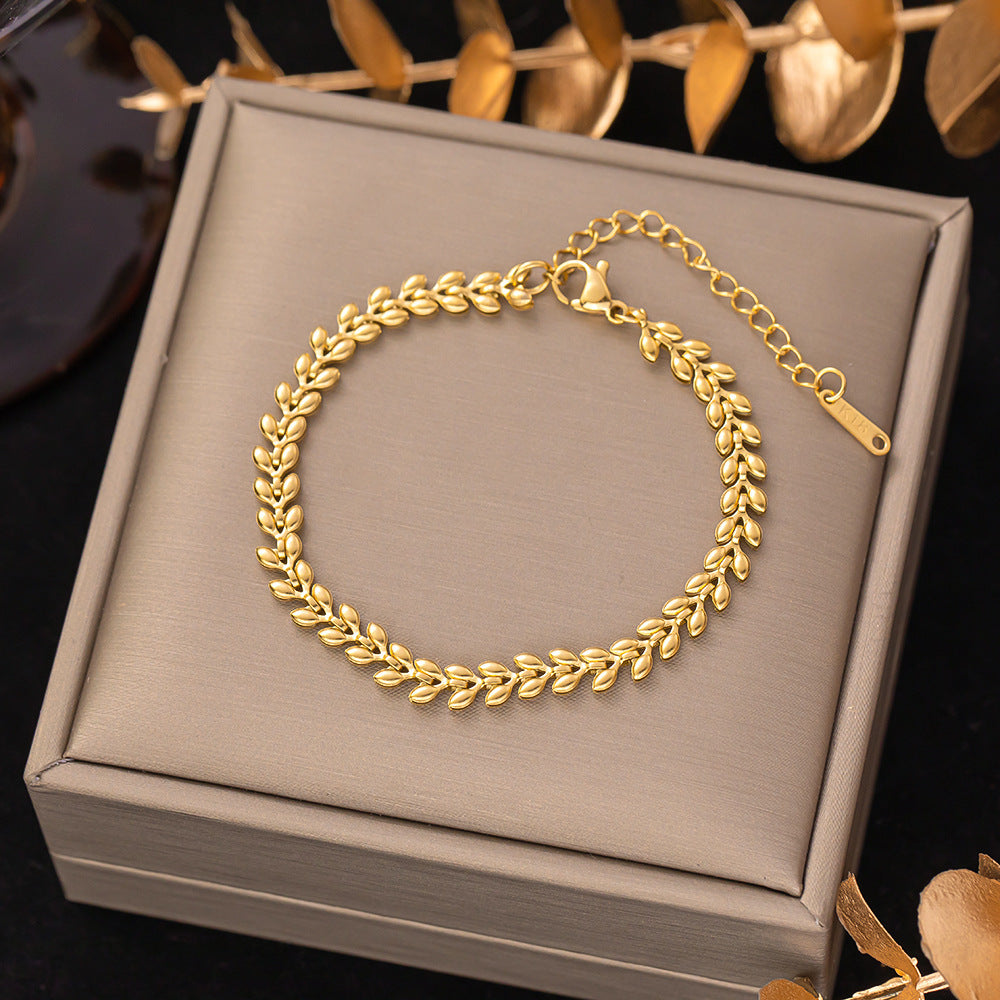 Women's Titanium Steel Inlaid Charm Bracelet Versatile Fashion Jewelry teemdrop