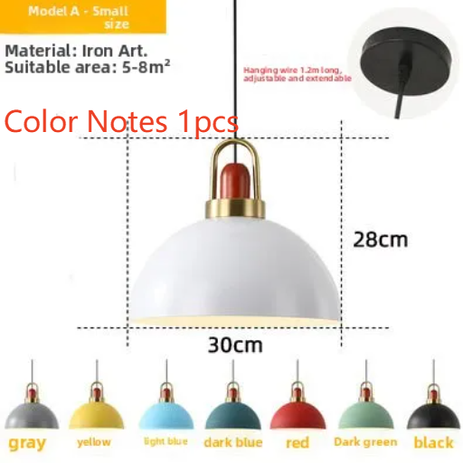Single Head Hanging Chandelier Aluminum Macaron Color Pendant Light