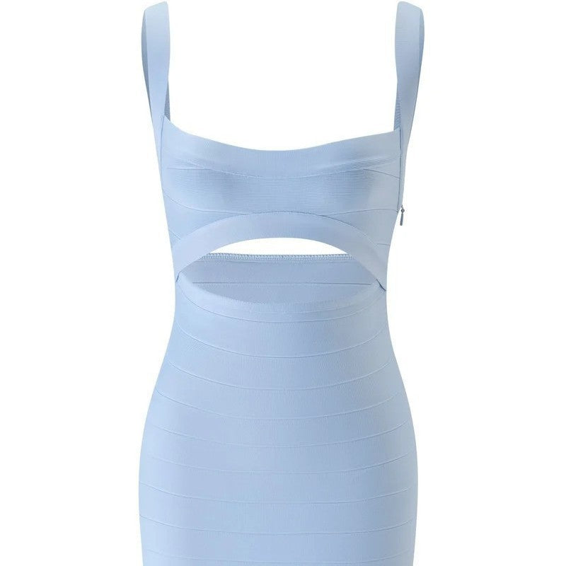 Women's Square Neck Sleeveless Bodycon Knit Mini Dress teemdrop