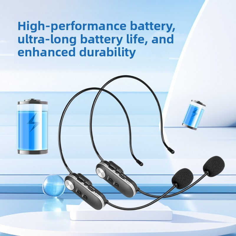 Wireless Headset Microphone Amplifier for Teaching and Tour Guiding One-to-Two Rechargeable System
