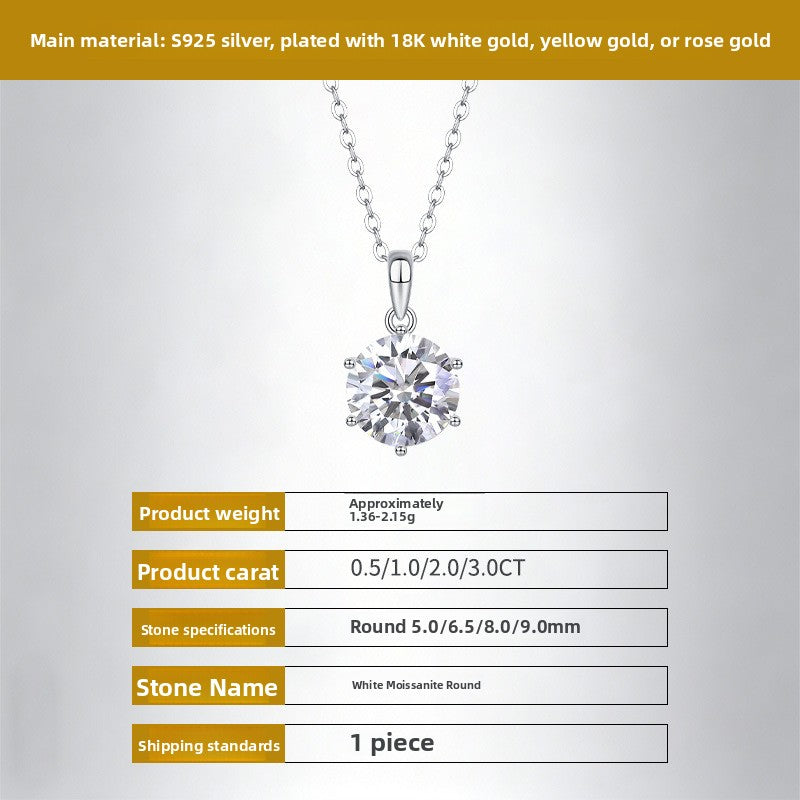 Moissanite Pendant S925 Silver Cross Chain Necklace