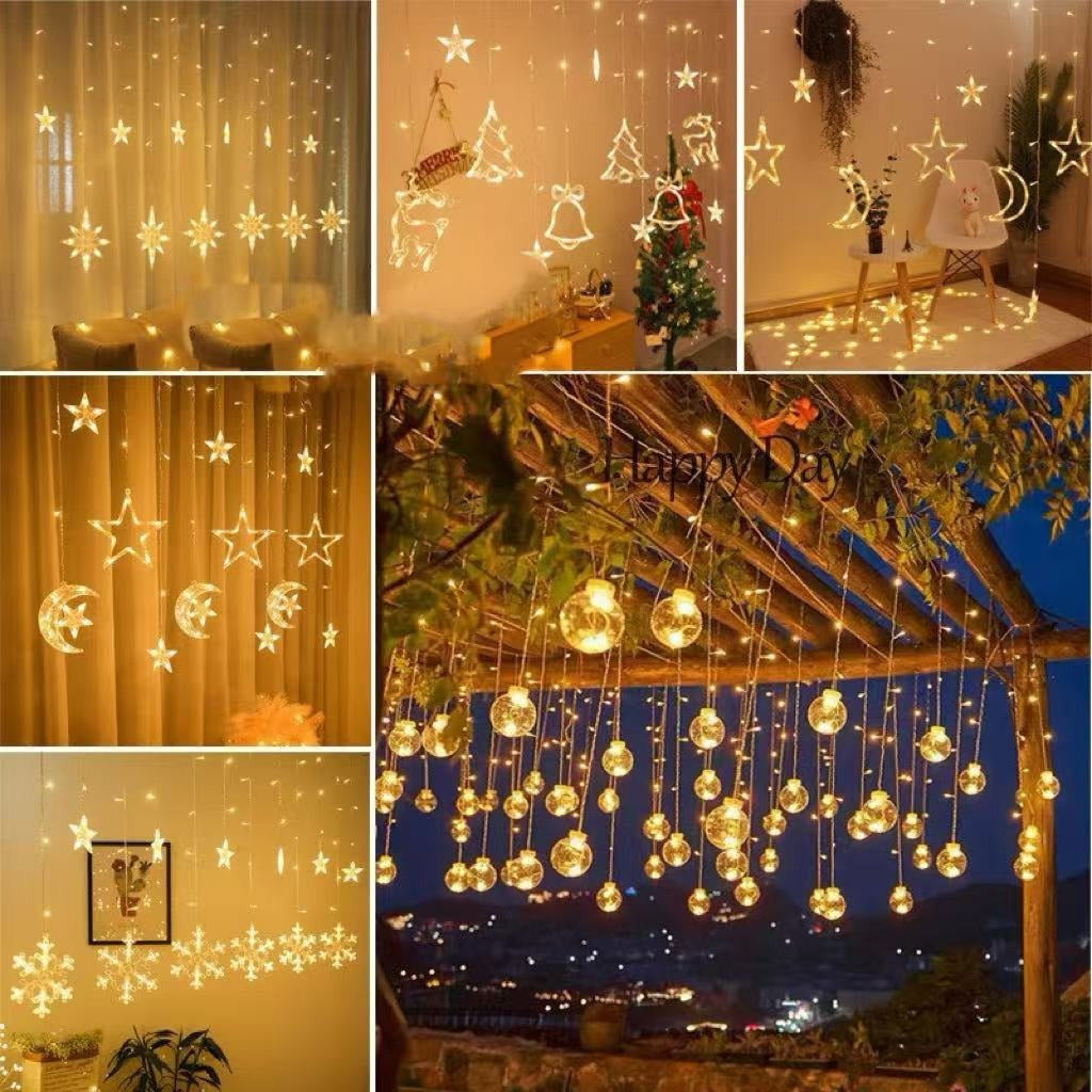 Curtain with star-shaped lights teemdrop