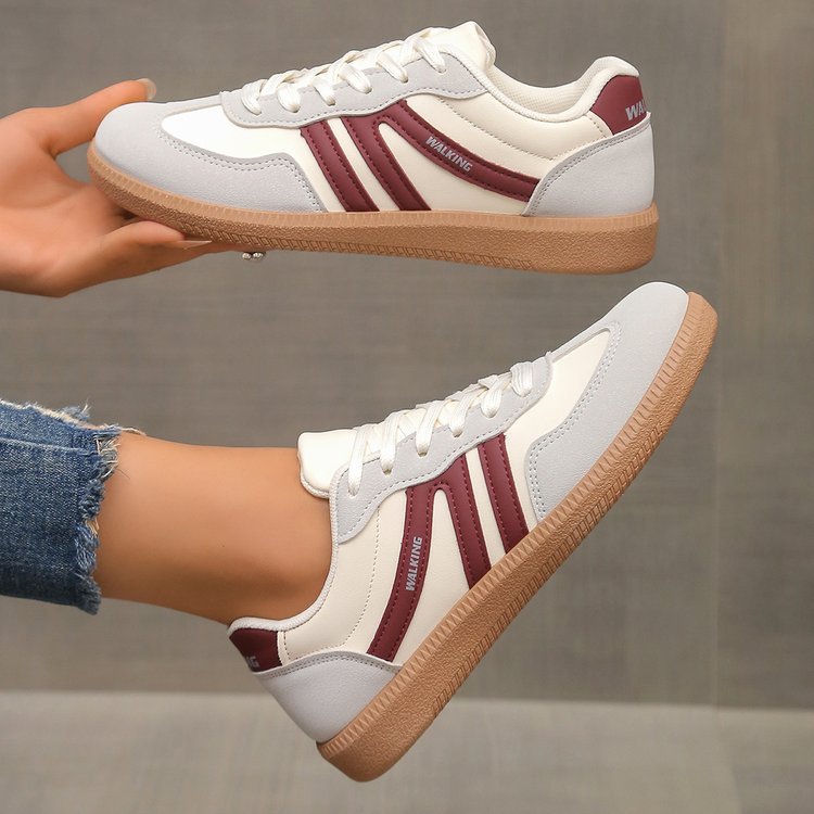 Women Retro Color-Blocking Lace-Up Training Shoes teemdrop