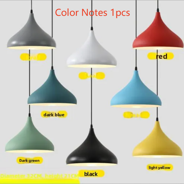 Single Head Hanging Chandelier Aluminum Macaron Color Pendant Light