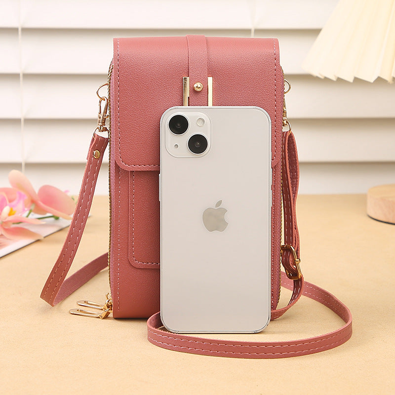 Women's Touch Screen PU Leather Phone Pouch Crossbody Bag with Card Slots