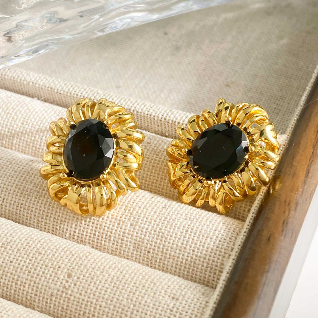 French Retro Oval Mesh Earrings