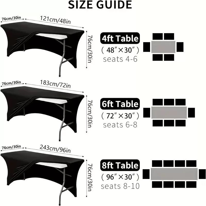 Stretch Spandex Fitted Table Cover Rectangle Elastic Tablecloth for Banquet Wedding Parties