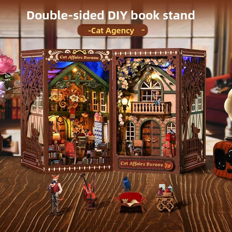 DIY Wooden Miniature Library Cabin Book Nook Building Kit