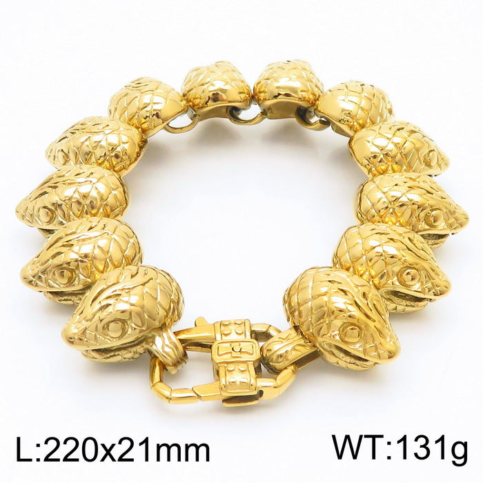 Men's Vintage Snake Head Titanium Steel Punk Bracelet
