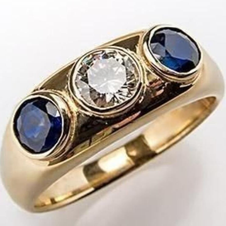 Men's Geometric Micropaved Zircon Ring Gold Zinc Alloy Jewelry teemdrop