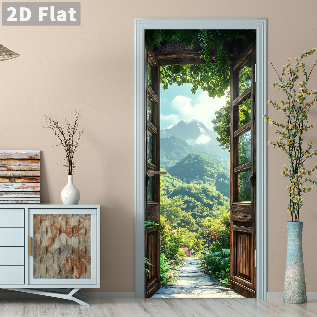 Creative Wooden Door Refurbished Door Stickers Wall Stickers teemdrop