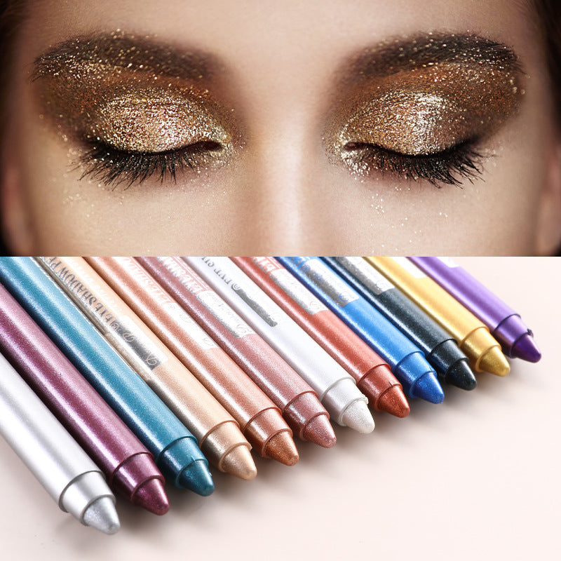 Pearlescent Creamy Eyeshadow Pencil with Built-in Sharpener Long-lasting Shimmer Eye Makeup