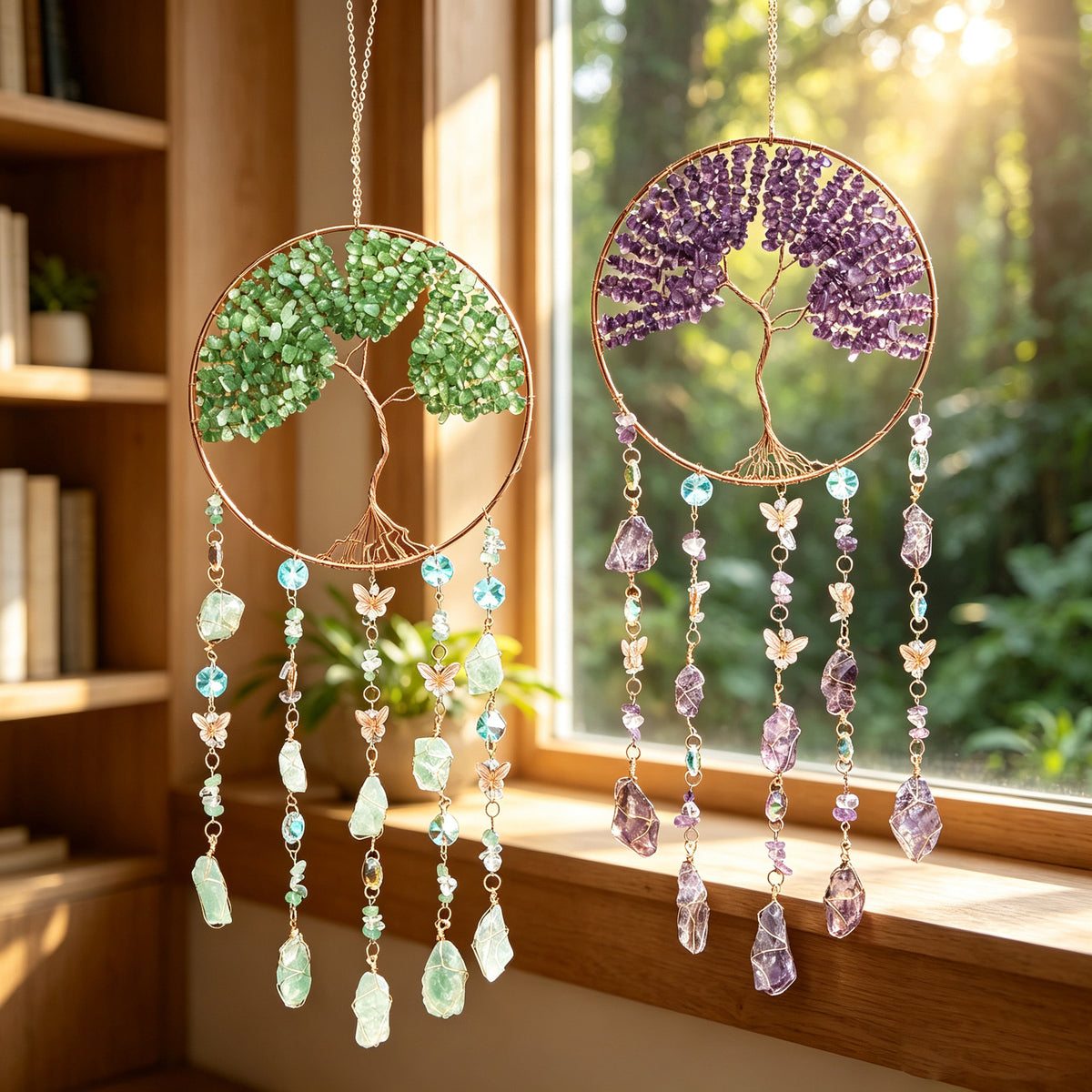 Natural agate crystal wind chime pendant teemdrop
