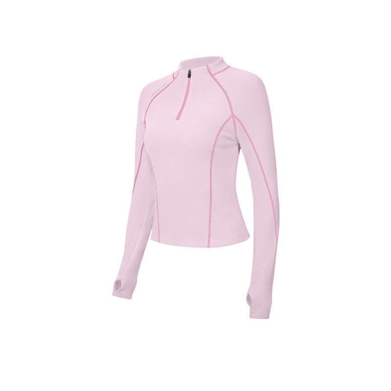 Women's Half-Zip Slim Fit Long Sleeve Yoga Top teemdrop