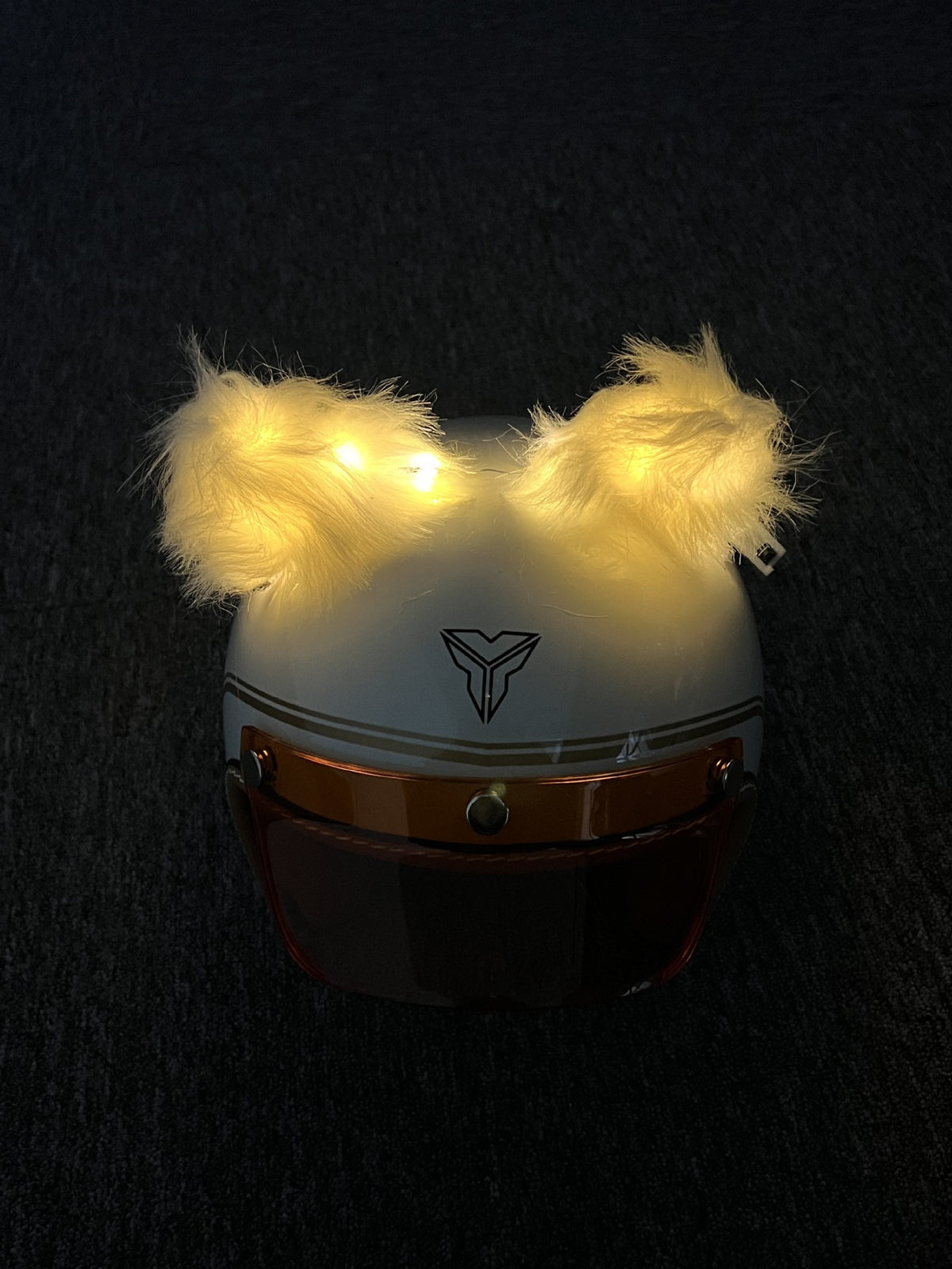 Luminous Plush Fox Ear Helmet Decoration teemdrop