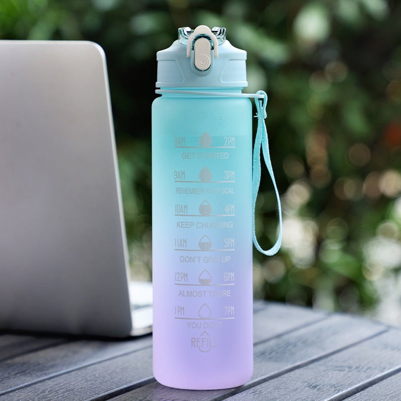 Portable fitness sports drinking straw water bottle teemdrop