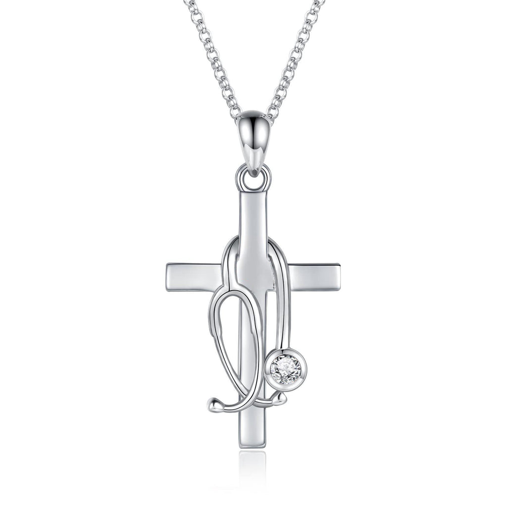 Titanium Steel Stethoscope Pendant Necklace Minimalist Medical Themed Jewelry for Nurse Doctor teemdrop