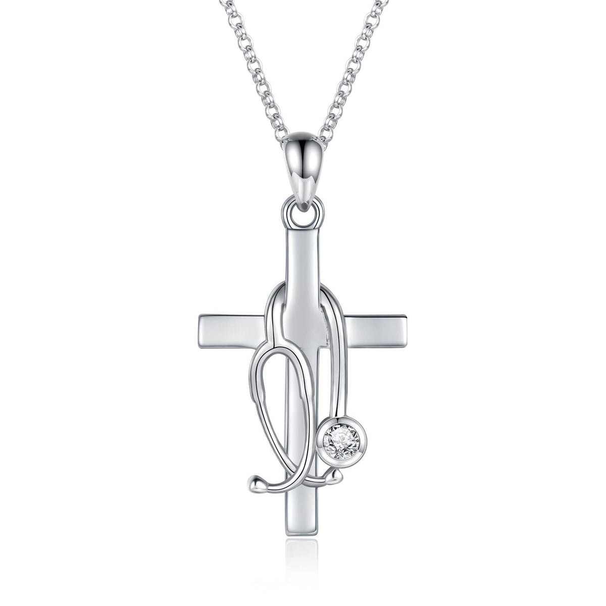 Titanium Steel Stethoscope Pendant Necklace Minimalist Medical Themed Jewelry for Nurse Doctor teemdrop