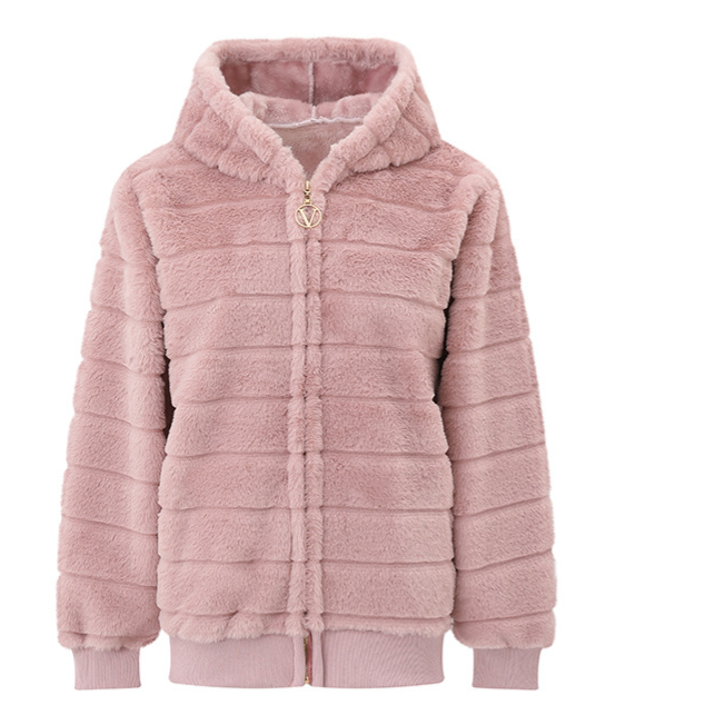 Women's Plush Stand Collar Zip Up Fleece Sweatshirt teemdrop
