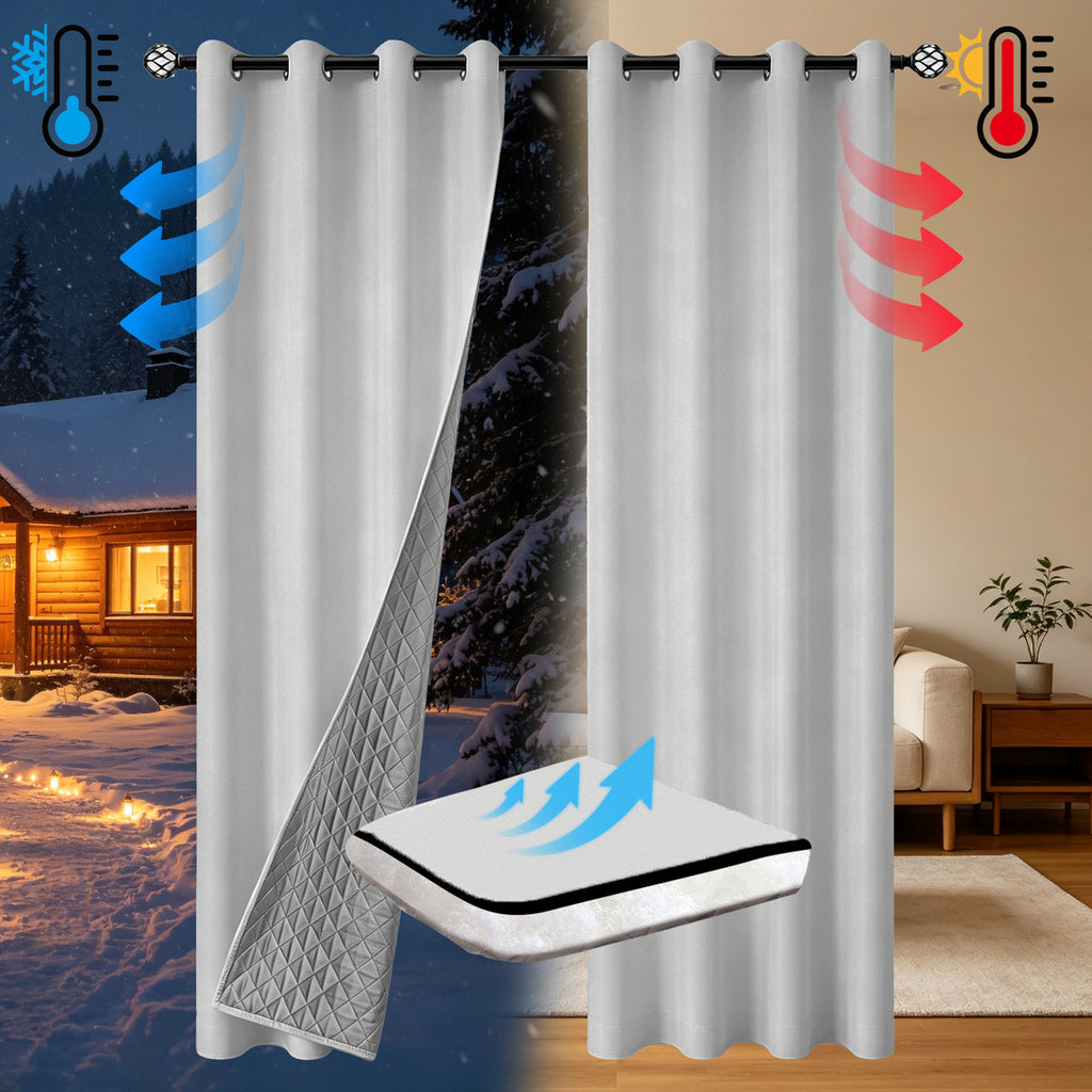 Full Blackout Thickened Thermal Insulated Quilted Curtain teemdrop