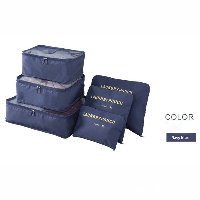 6-Piece Travel Storage Bag Set, Drawstring Organizer Pouches for Underwear, Shoes, and Clothing, Portable Luggage Packing Kit teemdrop