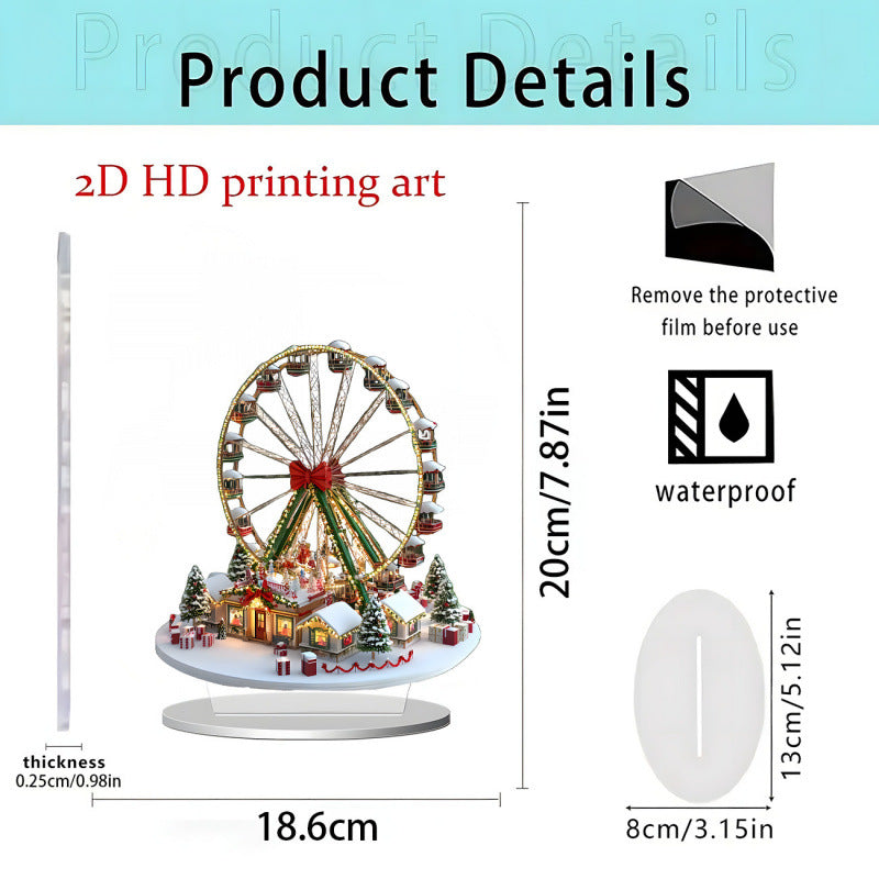 Christmas Carousel 2D Acrylic Stand Holiday Ornament Home Decoration