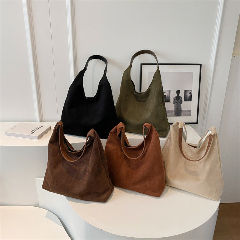 Retro Frosted Solid Color Large-Capacity Single Shoulder Bag