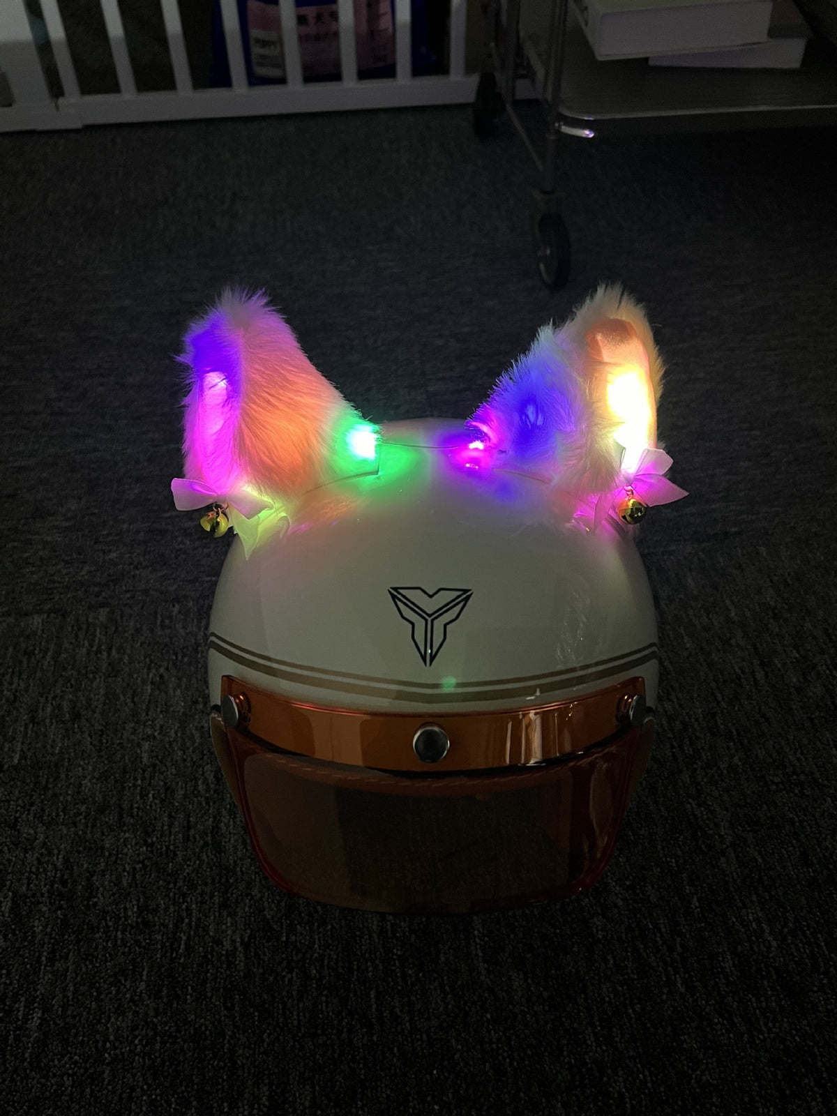 Luminous Plush Fox Ear Helmet Decoration teemdrop