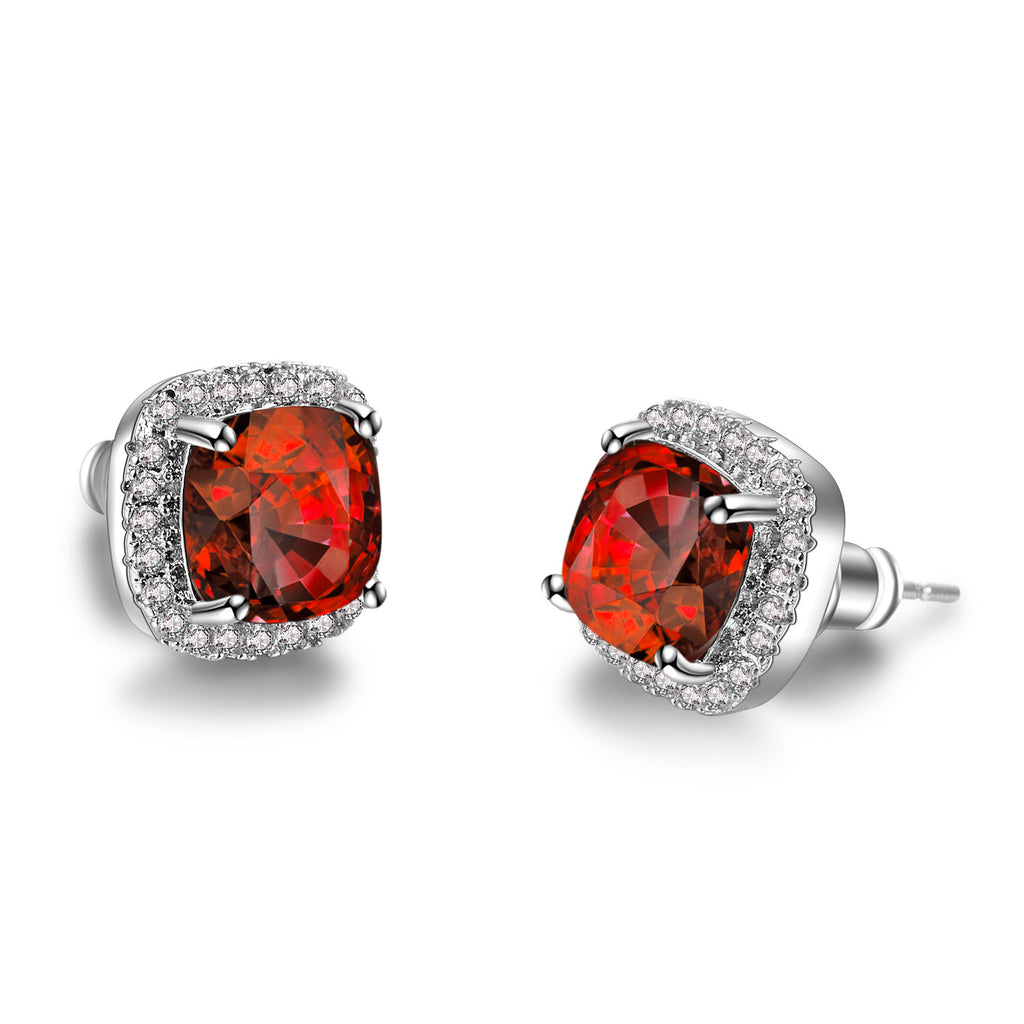 Geometric Full Diamond Zircon Earrings for Women Electroplated Copper Studs