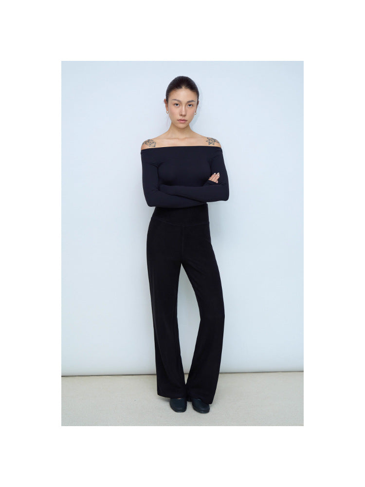Women's Cotton Jersey Off-Shoulder Long Sleeve Top teemdrop