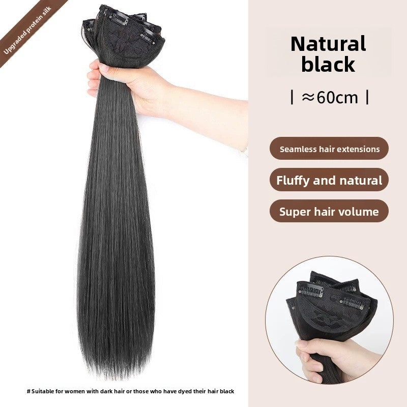 Women's Three-Piece Clip-In Long Straight Wig Piece teemdrop