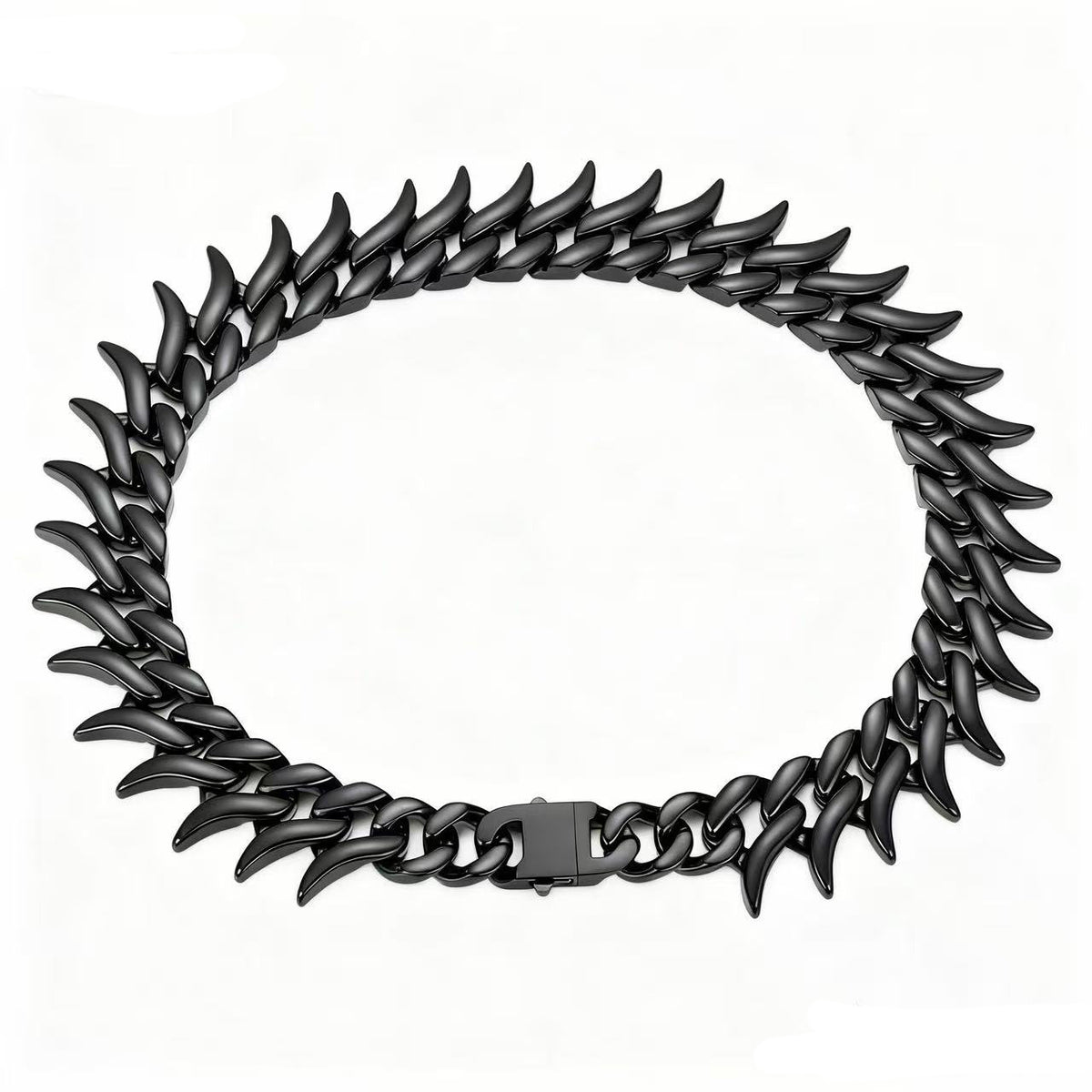 Cuban link necklace with spines teemdrop