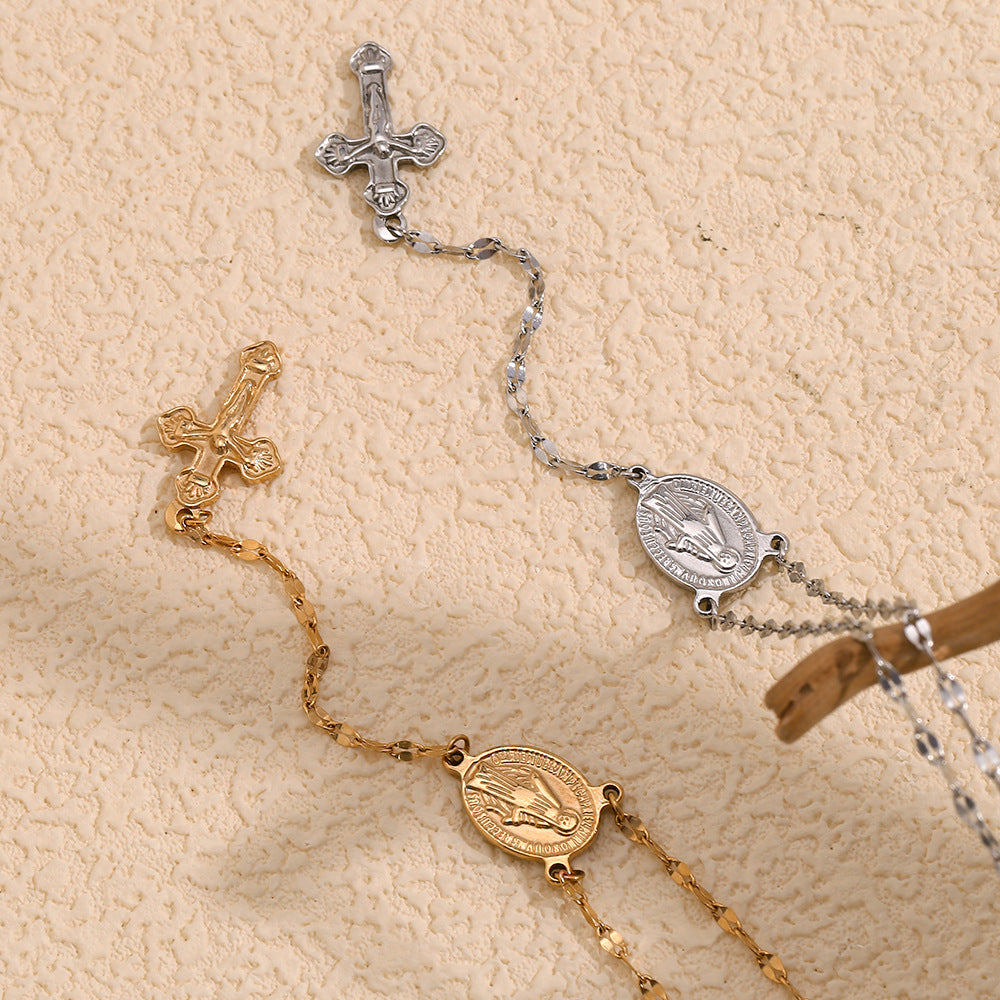 Women's Cross-shaped Lip Pendant Necklace
